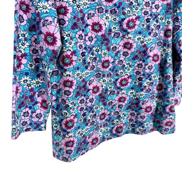 The TALBOTS Tee Sz Medium Blue 3/4 Sleeve Cotton Shirt Top Easter Spring Summer - Picture 5 of 8